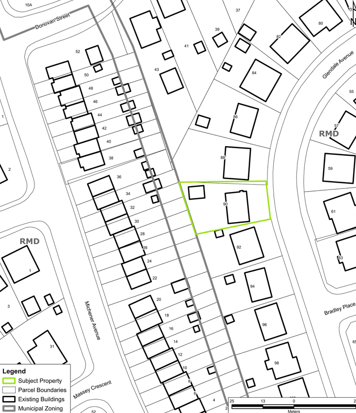 A location map highlighting the area affected by the Variance